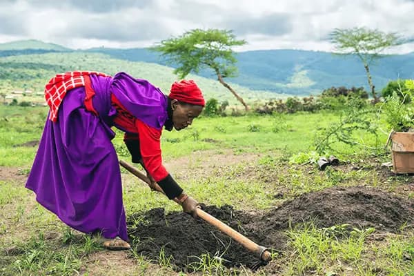 Woman in denim shirt